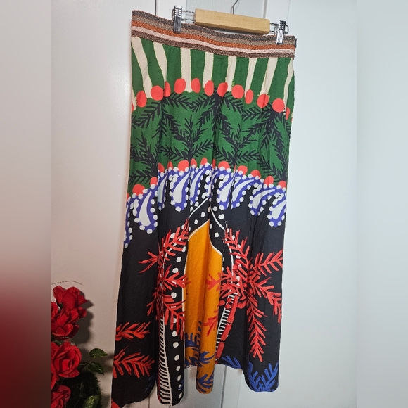 Oliphant XL Boho Maxi Skirt Multicolor Hand Block Print India Cotton - Picture 4 of 11